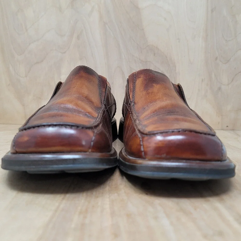 London Fog Mens Loafers Size 8.5 Holaf Brown Casual Leather Shoes Slip On